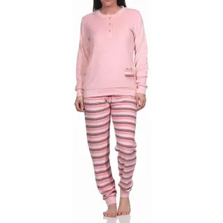 normann Wunderschöner Damen Frottee Schlafanzug mit Bündchen und Herz-Motiv - auch in Übergrössen, Farbe:Rose, Größe:48-50 - 48-50
