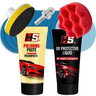 HS® Scheinwerfer Aufbereitungs Set - Auto Scheinwerfer Polierset für matte & blinde Scheinwerfer - Kompletter Scheinwerfer Politur Set – Scheinwerfer Reparatur Set - Schnelle Scheinwerfer Aufbereitung