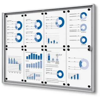 Schaukasten 8x A4 Alu silber Infokasten magnetisch Innen 8xA4 Schaukasten