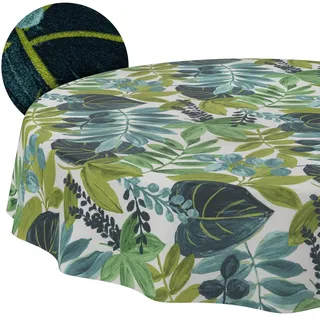 Tischdecke abwaschbar Tischtuch Lotuseffekt pflegeleicht aus Baumwolle Polyester schmutzabweisend Outdoor Gartentischdecke Tropik Rund 140cm