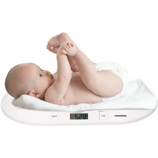Grundig Babywaage Digital - Waage Max. 20 Kg - Personenwaage mit LED Anzeige - Baby Waage mit Tarafunktion und Display - Inkl. Batterien - Weiß