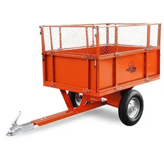 Polar Bär ATV Trailer Medium Kippanhänger mit abklappbaren Seitenwänden 340 kg Kapazität Metallwanne abnehmbare Gitteraufsätze Luftreifen Zugkugelkupplung