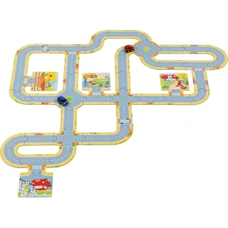 GoKi 57422 - Spielstraße mit 2 Fahrzeugen, 47 Teile, Spielset