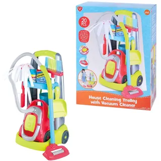 Kinder Reinigungsset 20 teilig mit Staubsauger Licht & Sound Reinigungswagen