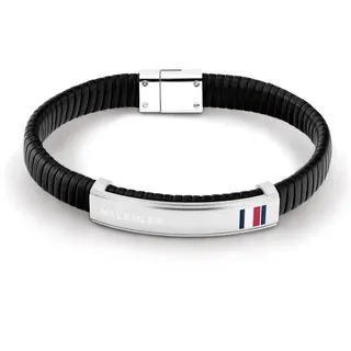 Tommy Hilfiger Flach geflochtenes Armband aus Leder schwarz 2790349 Größe 19 cm