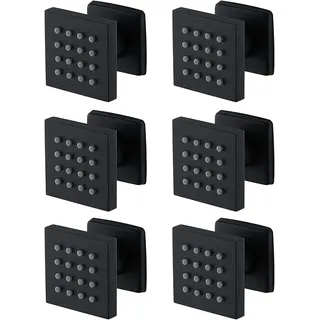 SXLSZ Seitenbrause Schwarz Massagedüse Dusche 2 Zoll Messing Seitenbrause Brause Einstellbar Köpermassagedüsen Wandbrause Wanddüse Regenbrause Dusche Wanne Unterputz Jet Spray,6 pcs