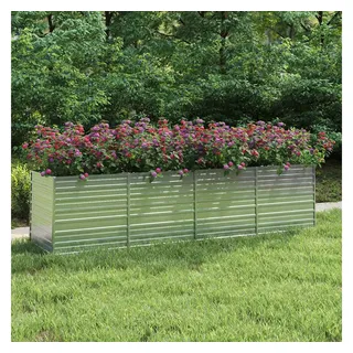 vidaXL Garten-Hochbeet verzinkter Stahl rechteckig 320 x 80 x 77 cm Silber 