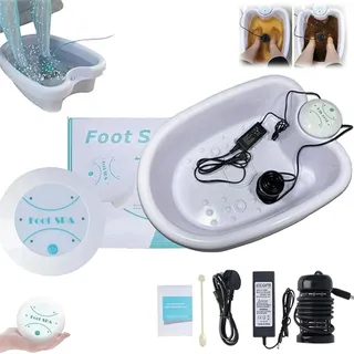 Ionen FußBad, Ionic Foot Spa, Ionen Fußbad Entgiftung, Detox Fußbad Komplett-Set, Elektrolyse Ionen Fußbadewanne, Tragbare, Detox-Gesundheitspflege (mit Becken)