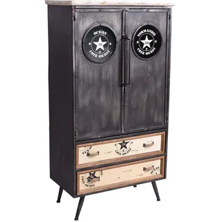 Wäscheschrank „LOS Angeles LOFT“ – Industrial Schrank | Holz & Metall | 2 Schubladen & Türen | Vintage Kommode patiniert lof034 Palazzo Exklusiv