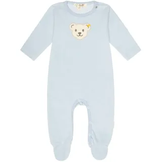 Steiff Baby Strampler - Body, Baumwolle, Bär, Logo, Druckknöpfe, langarm, einfarbig Hellblau 74