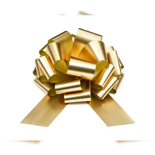Partydeco Geschenkschleife 30cm Ziehschleife wetterfest groß Dekoschleife Auto Tür Eröffnung Weihnachtsschleife Geschenk Weihnachten Hochzeit Geburtstag Gold