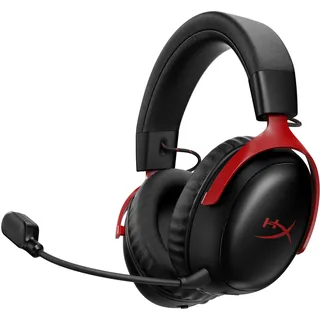 Kingston HyperX Cloud III S Wireless Schwarz/Rot, Kabelloses Gaming-Headset, 2.4 GHz Verbindung, Bluetooth, Schwarz, Rot