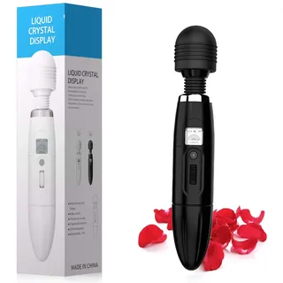 Großer kabelloser elektrischer Massagestab – Massagegerät mit 8 Geschwindigkeiten und 8 Mustern Vibes – Starker Vibrator für Muskelschmerzen und Sporterholung (schwarz)