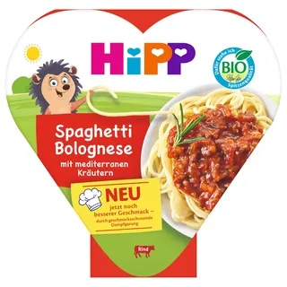 HiPP Bio Spaghetti Bolognese mit mediterranen Kräutern (6 x 250g), Menü ab 1 Jahr, schonend dampfgegart, kindgerecht gewürzt, in Bio-Qualität