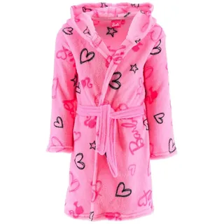 Barbie Kinderbademantel Kinder Mädchen Bademantel Morgenmantel Kapuze mit Ohren und Schleife rosa 104
