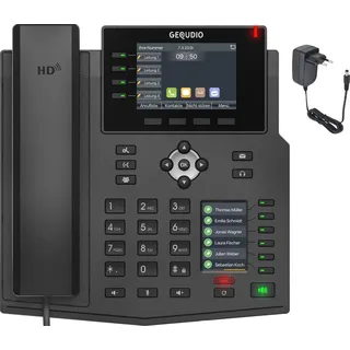 GEQUDIO GX5+ IP-Telefon Set mit Netzteil - Fritzbox, Telekom kompatibel - Premium Freisprechen & 2X Farbdisplays - Anleitung (PDF) für Fritz!Box Telefonanlage, Sipgate, Telekom, Speedport