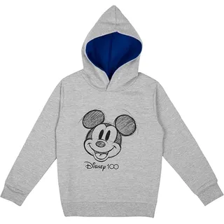 UNITED LABELS Disney Mickey Mouse Pullover mit Kapuze für Jungen, Grau, 122-128, Hoodie, Sweatshirt, Kapuzenpullover für Kinder - 122-128