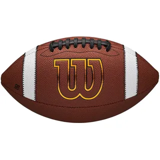 Wilson GST SpeedSkin Football, Mit Außenhülle aus Leder und ACL-Präzisionsschnürung, Für verbesserten Grip und präzise Würfe, Farbe: Braun, Jugendgröße