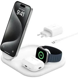 Belkin BoostCharge 3-in-1 Qi2 weiß
