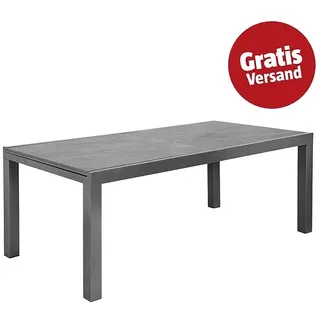 Sunfun Maja Gartentisch Stone  (L x B x H: 200 x 100 x 74 cm, Aluminium, Sintered Stone, Ausziehbar, Night-Grey)