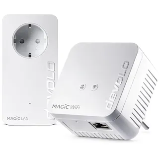 devolo Magic 1 WiFi mini Starter Kit, WLAN Powerline Adapter, bis zu 1.200 Mbit/s, WLAN Verstärker, 1x LAN Anschluss, dLAN 2.0, weiß