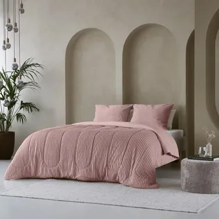 Zelesta Groovebed Bettdecke - Teddy Bettwäsche für Winter und Sommer - Waschbare Duvet ohne Bezug - 4 Jahreszeiten - Fluffy Decke (Dusky Pink, 200x200 cm)
