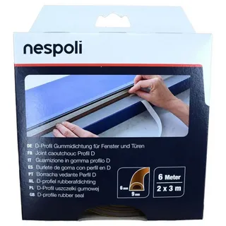 Nespoli Fenster- und Türdichtung mit D-Profil 3 m 9 x 6 mm Braun