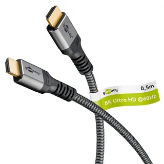 goobay HDMI-Kabel 2.1 0,5 m Grau/Schwarz