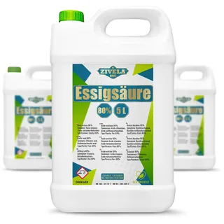 15L Essigsäure 80% Premium Qualität | 3x5L Essigessenz 80 prozent Lebensmittelqualität 15 kg | Hochreiner Essig für Vielseitige Anwendungen | Perfekt für Hausgebrauch Industrie Gartenbau Reinigung