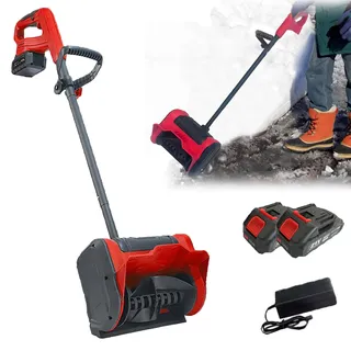 Hooha Akku-Schneeschaufel 21V 32cm Elektrisch Schneefräse mit 2×2Ah Akku&Ladegerät,mit Hilfsgriff&Sicherheitsschalter für die Draußen Schneeräumung auf Einfahrten Stufen Terrassen Decks und Gehwegen