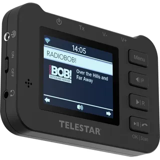 TELESTAR TOP CAR 2 – DAB+ Adapter für Autoradios (FM-Transmitter, Line-Out-Anschluss, Farbdisplay, Akku, Bluetooth Audio Streaming, Freisprecheinrichtung, microSD) – Schwarz