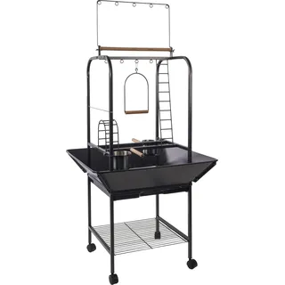 Karlie Flamingo Vogelkäfig – 66x64x141 cm – mit Leiter, Schaukeln, Sitzstangen & Futternäpfen – mit Rollen & Auffangschürze Spielständer Wodan
