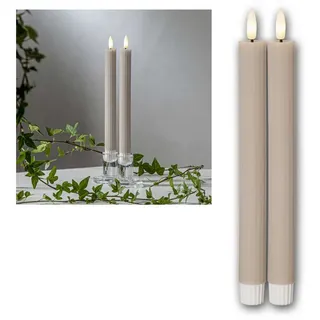 Star Trading Flamme Stripe LED Stabkerzen 25 cm beige