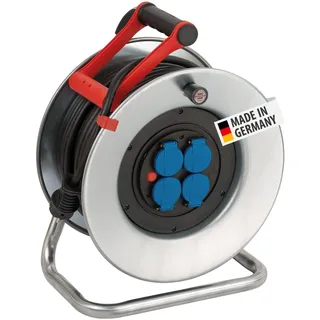 Brennenstuhl Garant S Kabelbeben IP44 / Beblintvorbereitung 50m - Stahlblech (kurzfristig Ausseneinsatz, Made in Germany) Silber