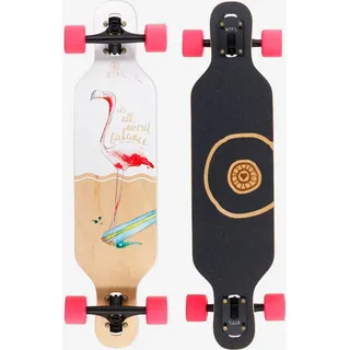 BTFL Tiffy - Longboard mit Flamingo für Kinder ab 5 Jahre - Komplett-Board rosa|braun|weiß 80 CM