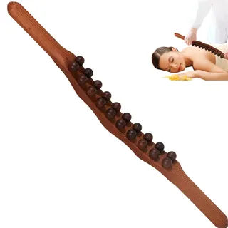 Holztherapie -Massage -Werkzeuge, Guasha Holzmassagestab, 20 Perlen Körper Gua Sha Stick Holz Roller Stick Massaget Therapie Massage Werkzeuge Punktbehandlung Therapeutisches Guasha -Werkzeug für Rüc