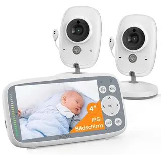Avylet Babyphone mit 2 Kameras VOX Nachtsicht Babyfon Temperaturüberwachung Gegensprechfunktion Video Überwachung mit 4 Zoll Digital IPS Bildschirm Wireless Two-Way Audio Wiegenlieder
