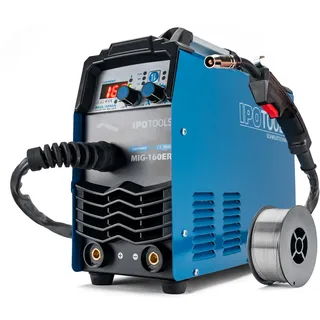 IPOTOOLS MIG-160ER Inverter Schweißgerät MIG MAG - Schutzgas Schweissgerät mit 160 Ampere auch FLUX/Fülldraht und Elektroden geeignet/E-Hand/Digitalanzeige/IGBT / 230V / 7 Jahre Garantie