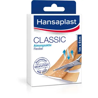 Hansaplast Classic Pflaster 1 m x 6 cm, zuschneidbare Wundpflaster in Meterware mit extra starker Klebkraft, flexible und atmungsaktive Heftpflaster