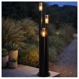 GLOBO LIGHTING LED Außen-Stehlampe, Leuchtmittel inklusive, Warmweiß, Außenstehleuchte Gartenlampe Wegeleuchte Edelstahl schwarz LED 170 cm schwarz