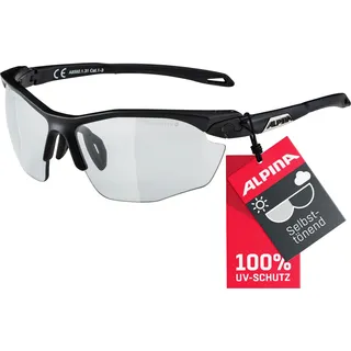Alpina Twist Five HR V - Selbsttönende, Bruchfeste und Beschlagfreie Sport und Fahrradbrille mit 100 Prozent, UV-Schutz Für Erwachsene, black matt,