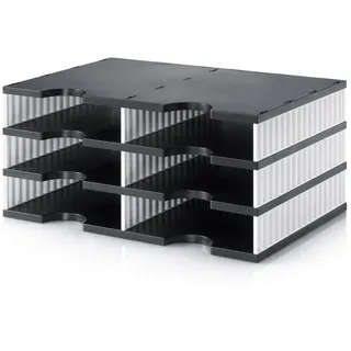 Styro Sortierstation styrodoc duo black & white schwarz/weiß mit 6 Fächer