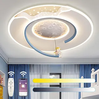 LED Kinder Deckenlampe Dimmbar Cartoon Deckenleuchte mit Fernbedienung Astronaut Kinderzimmerlampe Jungen Mädchen Deckenlicht für Babyzimmer Schlafzimmer Teenagerzimmer Deckenbeleuchtung