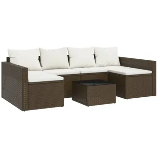 vidaXL 2-tlg. Garten-Lounge-Set mit Kissen Braun Poly Rattan