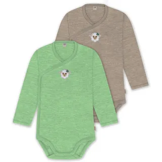 normani Outdoor Sports 2er Pack Bio Baby-Body Langarm Wickelbody in Grün/Beige | Gr.: 80