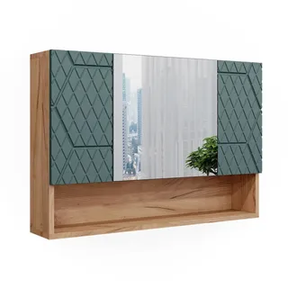 Vicco Badspiegelschrank Irma Goldkraft Eiche/Grün 80 x 55 cm