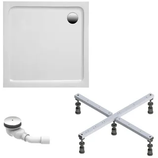 Schulte Duschwanne Adria 100x100 cm inkl. Fußgestell und Ablauf, aus hochwertigem Sanitäracryl, in Weiß glänzend - Schulte