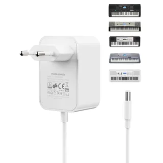 RENGOGA 12V/2A Netzteil für Yamaha Keyboard AC, Power Adapter für PA-130a PA-130b PA-150b P45 PA-3b PA-3c PA-5d PSR-210 PSR-78 P125 E373 EZ-220 EZ-300, Piano Ladekabel Ladegerät 1.5M-Weiß