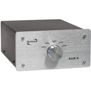 Dynavox AUX-S Cinch-Audio-Switch Metallgehäuse Silber