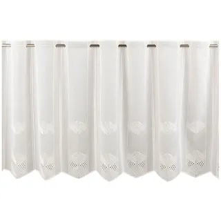 SCHÖNER LEBEN. Stoff Scheibengardinen Meterware Voile Stickerei abstrakt wollweiß, bestickt weiß